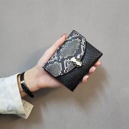 2020Designer new stitching snake pattern wallet small purse women short European and beautiful women wallet fashion three2760
