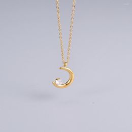 Pendant Necklaces Trendy Choker Jewellery Titanium Steel Fashion Necklace Zircon Moon Chains Dainty Women Luxury Charms