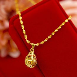 Pendant Necklaces Stylish Hollow Drop-shaped Gold Necklace Vietnam Gilded Sand For Women Clavicle Chain Choker Necklacse Jewellery Gifts