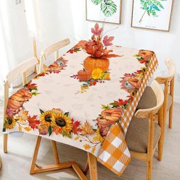 Table Cloth Pumpkin Sunflower Pattern Tablecloth Washable Rectangular Suitable For Picnic Party Outdoor Dinner Decoration