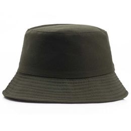 Wide Brim Hats New Solid Army green bucket hat for men women hip hop fisherman hat Adult panama bob hat Coffee summer lovers flat hat R230308