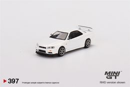 Diecast Model MINI GT 1 64 Nissan Skyline GT-R R34 V-Spec N1 White RHD Diecast Model Car 230308