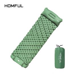 Outdoor Pads HOMFUL Sleeping Pad for Camping Self Inflating Mat Ultralight with Foot Pump Quick Inflation Waterproof Hiking 230307