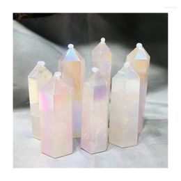 Decorative Figurines Natural Crystal Polished Angel Aura Rose Quartz Tower Pink Point Fengshui Wand Healings Reiki Stone