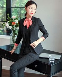 Women's Suits & Blazers Uniform Styles Business Formal 4 Pieces Jackets And Vest Coat Waistcoat Blouses Ladies Office Sets