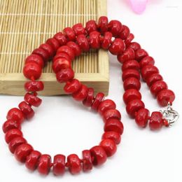 Chains Bohemia Statement Choker Natural Coral Stone Gem 8 12mm Abacus Beads Necklaces For Women Fine Chain Jewelry 20inch B3206