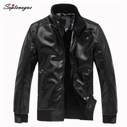 Men's Jackets Mens Leather Motorcycle Stand Collar Casual Black Jacket Coat;jaquetas Masculina Em Couro;motocicleta Chaqueta De Los Hombres