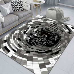 3D Stereo Carpet Illusion black and white visual carpet for bedroom Living room
