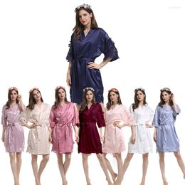Women's Sleepwear Bride Robe Bridal Party Robes Women Morning Silk Dressing Gown Bridesmaid Dresses For Wedding Lace A900R