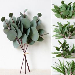 Decorative Flowers Artificial Plants Green Eucalyptus Leaves Apple Leaf Spring Outdoor Wedding Party Home Garden Decor Plant Greenery