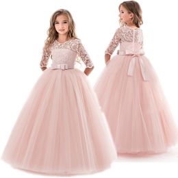 Abiti da ragazza Ragazze adolescenti Abito estivo Abbigliamento per bambini Festa Elegante Principessa Lungo Tulle Baby Kids Cerimonia di nozze in pizzo 230307