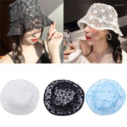 Wide Brim Hats 2023 Lace Hat For Women Soft Flower Sun Floppy Hollow Summer Fisherman Ladies Bucket Eger22