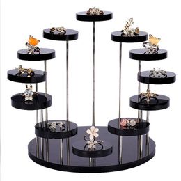 Storage Holders Racks Acrylic Clear Display Stand 12 Round Seat Small Doll Jewellery Ring Rack Bracket Organiser Decoration Supplies 230307