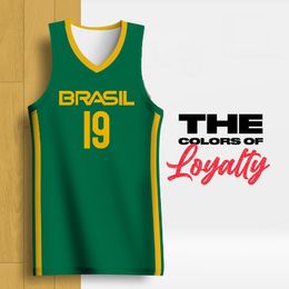 Outdoor Shirts Basketball Jerseys For Men Full Sublimation Nation Brazil Letter Printed Uniforms Customizable Name Number Tracksuit Unisex 230307