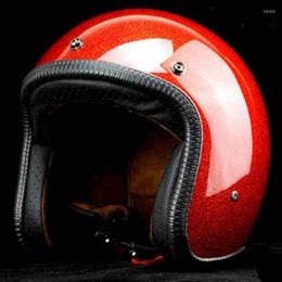 Motorcycle Helmets Red Vintage Helmet Open Face Dot Approved Retro Moto Casco Capacete Motociclistas Ce