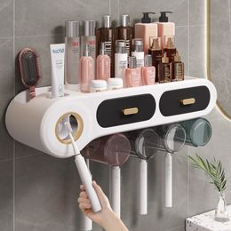 Toothbrush Holders Joybos Bathroom Holder 5 in 1 Storage Rack Automatic Toothpaste Squeezer Dispenser Accessories 230308