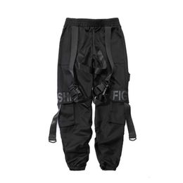 Men's Pants Techwear Cargo Pants Multi Pocket Casual Trousers Men Women Ribbons Overalls Male Trendy Pants Men's Tactical Clothing Z0306