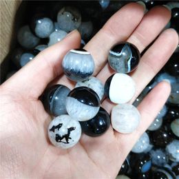 Decorative Figurines Objects & Cute Natural Gemstone Black And White Agate Ball Mini Spheres Wicca Aesthetic Room Decor Buddhist Jewellery Gif