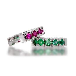 Hoop Earrings & Huggie Emerald And Ruby Rhodium Over Sterling Silver Earrings. Designer Bridal For Wedding Stud Jewellery