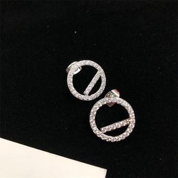 Shiny Women Wedding Earrings Full Diamond Hollow Charm Circle Ring Geometry Dedicate Design Ear Stud for Lady