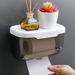 Toilet Paper Holders Tissue Box Waterproof No Punching Rack Creative Roll Bathroom Accessories 230308