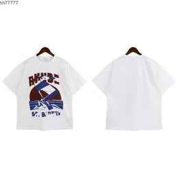 2023 Men's and Women's Fashion T-shirt Br Rhude s Spring Summer New American Style Wind Sunset Sea Sail Letter Printing Men Casual Short-sleeved Zdwy