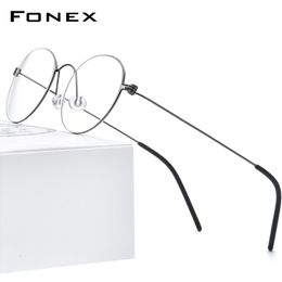 Sunglasses Frames FONEX B Glasses Frame Women Prescription Eyeglasses Men Korean Myopia Optical Morten Screwless Eyewear 7510 230307