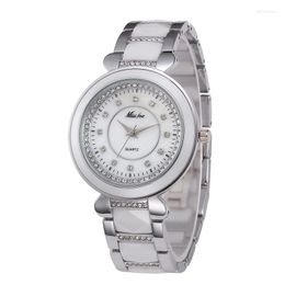 Wristwatches Women's Quartz Watches Ceramics Stainless Steel Watchband Wristwatch Women Men Brand Waterproof Watch Silver Black Color