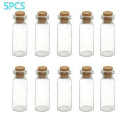 Storage Bottles Jars 5pcs Mini Transparent Bottles With Cork Stopper Capacity For 05ml 1ml 2ml 4ml 5ml 6ml 7ml 10ml Glass Jars ing Bottle Gift J230301