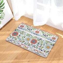 Carpets Geoemtric Style Decorative Entrance Doormat Kitchen Absorbent Rugs Flower Print Anti Slip Bathroom Carpet Home Decor Indoor Mat