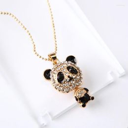 Pendant Necklaces 2023 -selling Cute Rhinestone Panda Necklace For Women Crystal Sweater Jewellery Accessories Christmas Gift