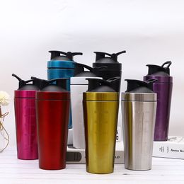 Water Bottles Stainless Steel Protein Shaker Gym Outdoor Shake Kettle Sport Milkshake Mixer Portable Whey Cup 230308