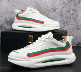 Men Genuine Italy Leather Dress Shoes Embroidery Sneakers Breathable New s Flat Platform Little White Shoe Fla