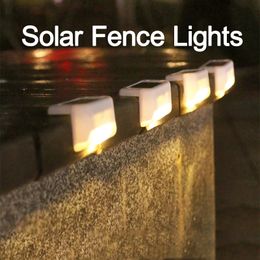 Solar Wall Lights Outdoor Fence Waterproof LED Powered Step Lamp Warm White Decorative Lighting Auto On/Off Stairs Garden Patio Fence Yard crestech168