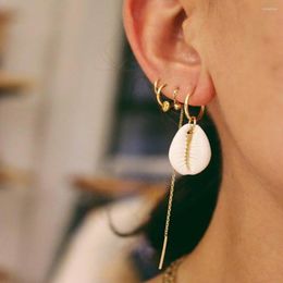 Dangle Earrings Shell Geometric Chain Drop For Women Vintage Gold Color Earring Boho Female Fashion Jewelry Wholessale