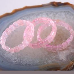 Strand Bangle Natural Stone Gem Pink Crystal Bead Stretch Bracelet For Women Girls Jewellery Gift 8"1Pcs H012-014