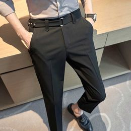 Men's Pants Spring Solid Color Men's Casual Black Suit Pants Oversized Fashion Design Loose Straight Man Pants 2023 New Male Trousers Z0306