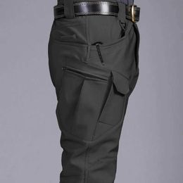 Men's Pants MultiPocket Men's Tactical Pants Military Sharkskin Softshell Autumn Winter Fleece Training Pants Camouflage Work Pant Z0306