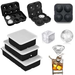 Ice Cream Tools Ball Square Diamond Shape Ice Cube Mould Whisky Wine Cool Down Ice Maker Reusable Ice Cubes Tray Mould for Freezer with Lid Z0308