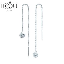 Ear Cuff IOGOU Charm Jewelry 5mm Round Drop Earrings for Women 925 Sterling Silver Dangle Tassel Virgin Girls Gift 230307