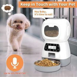 Dog Bowls Feeders 35L Automatic Pet Feeder Smart Food Dispenser For Cats s Timer Stainless Steel Bowl Feeding Supplie 230307