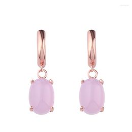 Hoop Earrings Women's 585 Gold Silver Hoops Pink Oval Round Crystal Drop Jewellery Trend 2023