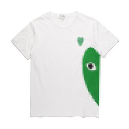 Designer TEE Mens T-Shirts CDG PLAY Com des GarCons Camouflage GREEN Side Heart Shirt Size XL White TEE