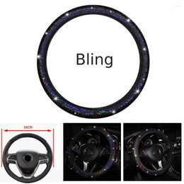 Steering Wheel Covers Car Auto Cover Glitter Bling Breathable Anti-slip Protector Black Four Seasons Universal PU Leather