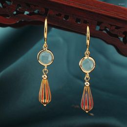 Dangle Earrings 2023 Classic Copper Cloisonne Crystal For Woman Fashion Korean Jewelry Temperament Girl's Daily Wear