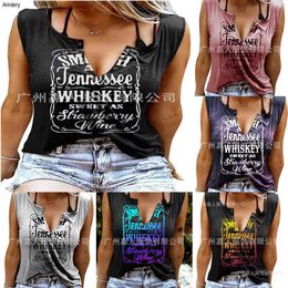 Designer Plus Size Womens Tank Top T Shirt New Funny Letter Printed V-neck Sleeveless T-shirt Female Ladies Tees Crop Tops Tshirts S-XXXXL