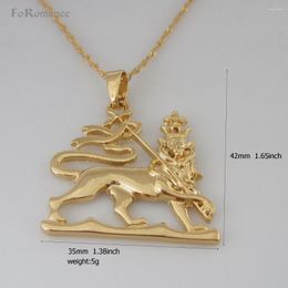 Pendant Necklaces Foromance/ YELLOW GOLD PLATED 18" NECKLACE & LION CARRYING BANNER GOD CROWN HANGS 1.46"