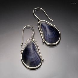 Dangle Earrings 2-piece Bohemian Simple Mussel Blue Shell European And American Retro Pendant Necklace Set