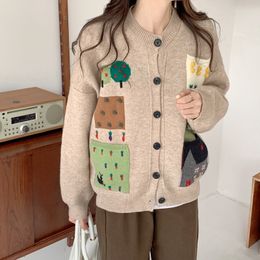 Women's Knits Tee Cottagecore Cardigan Button Up Knit Sweater Countryside Jacquard Aesthetic Outfit 230308