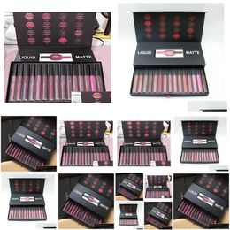 Lipstick 16 Colors Set Matt Lip Gloss Beauty Liquid Make Up Waterproof Long Lasting Lipgloss 1Set Drop Delivery Health Makeup Lips Dht37